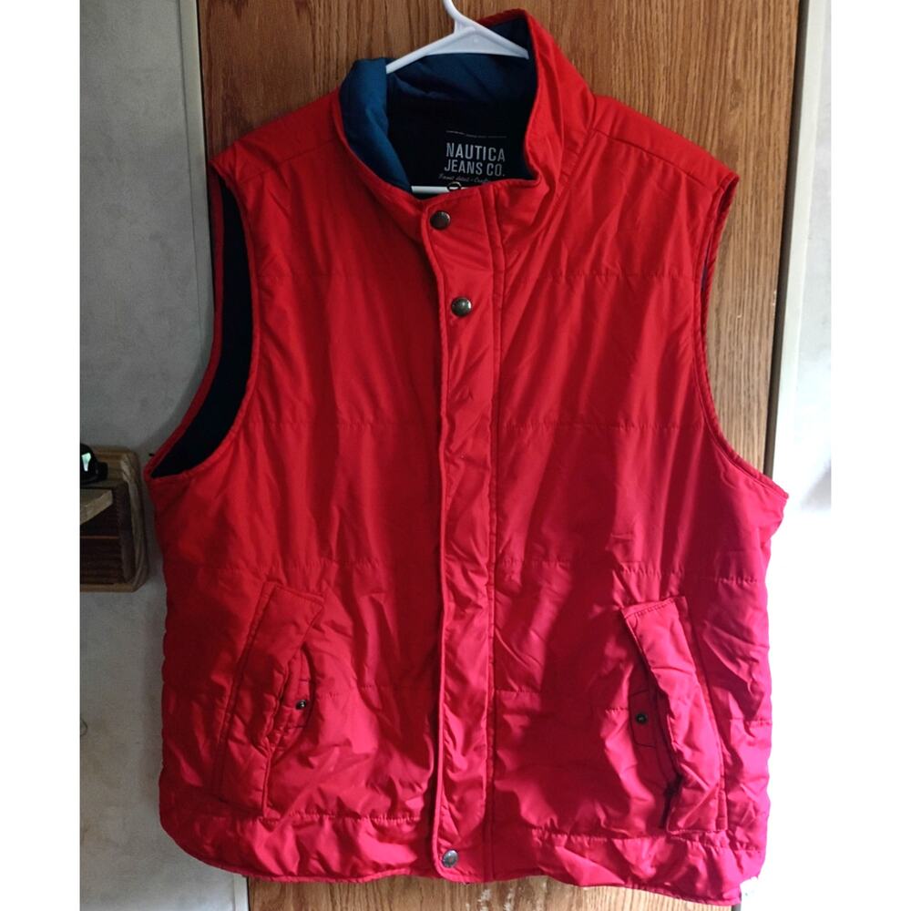 Nautica Jeans Co Red Utility Vest XL Coastal Sailing Gorpcore Snap Pockets